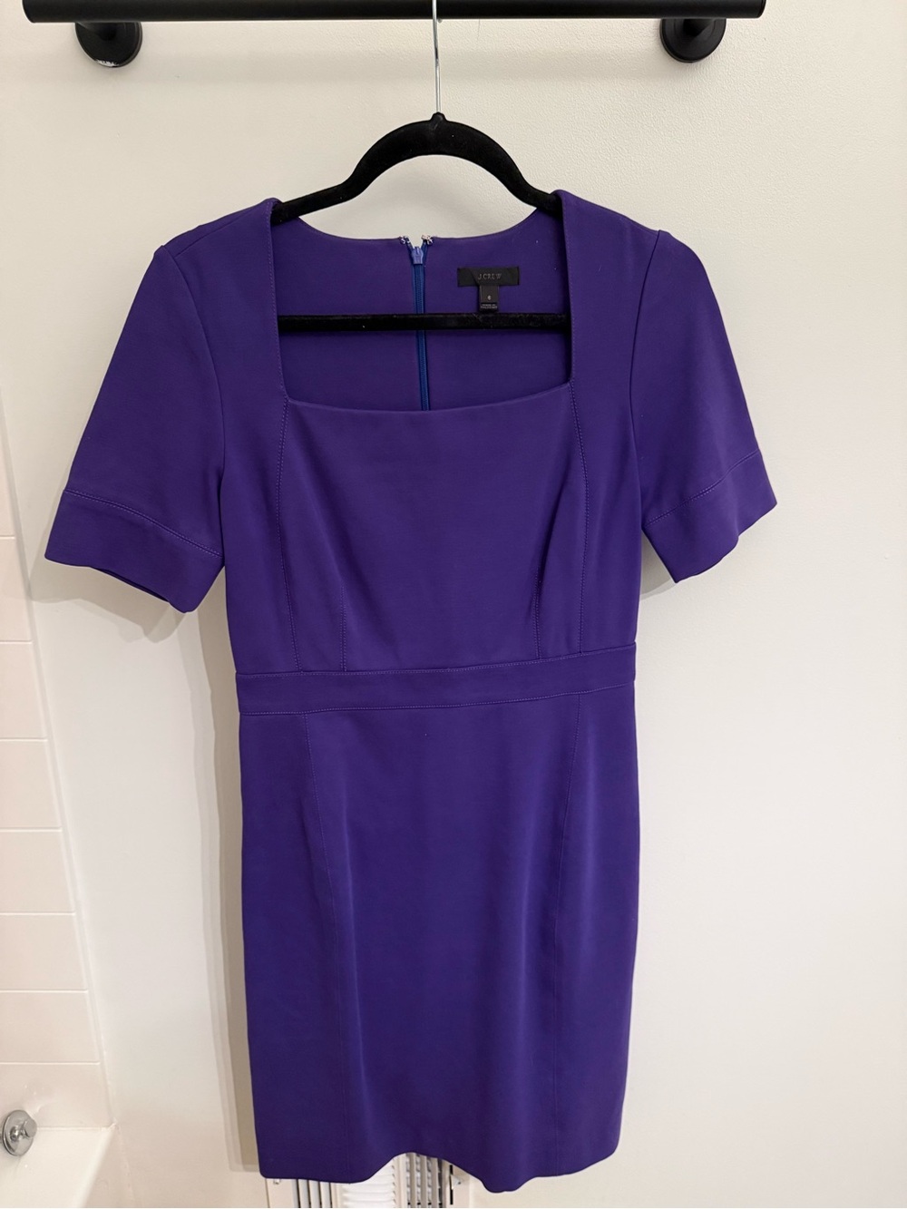 J. Crew Purple Square-Neck Short Sleeve Mini Dress